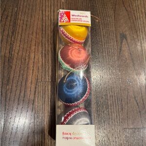 Vintage Woolworth Fancy Decorative Rayon Ornaments with Box